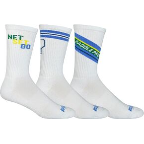 Prince Performance Pickleball Fun Designs Cushioned Crew Sports Sock for Women Men 3 Pair Pack Size Medium