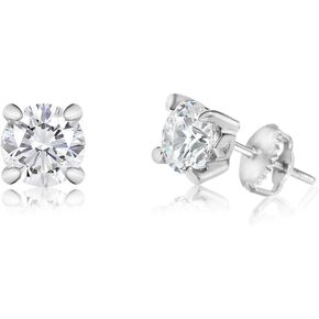 925 Sterling Silver 4 MM Cubic Zirconia Earrings for Kids Screwback Studs With Crystal Elements Safe Hypoallergenic For Girls Children Infants Toddlers Babies and Tween White Gold Toned