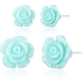 Plastic Earrings, KMEOSCH 2 Pairs Plastic Camellia Flower Earrings Studs for Sensitive Ears