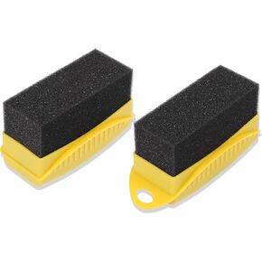 X AUTOHAUX 2X Tire Tyre Wheel Rim Trim Contour Detailing Dressing Shine Applicator Pad Sponge Foam Brush for Car Truck Tires Waxing Polishing Cleaning Wipe Washing without Lid & Handle Black