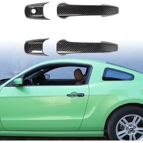 RT-TCZ Door Handle Trim Cover ABS Exterior Decoration Accessories for 2004-2014 Ford Mustang, 4PCS (Carbon Fiber Grain)