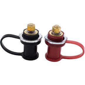 1 Pair Battery Charger Post 3/8" Stud Remote Jumper Battery Terminals with Cap Compatible with Auto, Truck, Boat, ATV