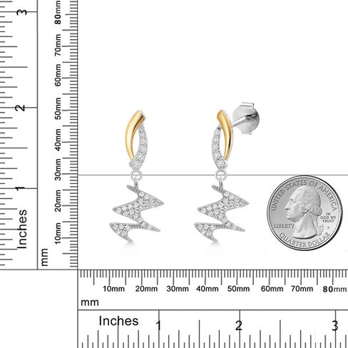 GEM Stone King 10K الذهب الأصفر و 925 Sterling Silver Labling Lab يزرع أقراط الماس للنساء مع سحر الموسيقى مع Moissanite in Kuwait