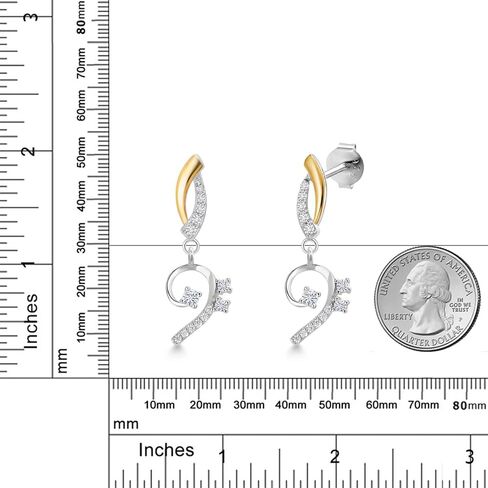 GEM Stone King 10K الذهب الأصفر و 925 Sterling Silver Labling Lab يزرع أقراط الماس للنساء مع سحر الموسيقى مع Moissanite in Kuwait