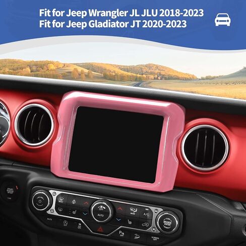 RT-TCZ for Jeep JL Center Console Radio Display Panel Trim Cover for Jeep Wrangler JL JLU Gladiator JT 2018-2023 Pink Interior Accessories 8.4 inch in Saudi Arabia