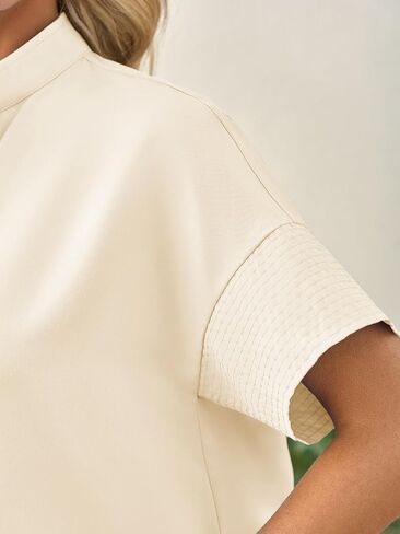 جرس Cicy Bell Womens زر قصير زر قصير أسفل القمصان مطوية الصيف الأنبوقة بلوزة عارضات الطوق in Saudi Arabia