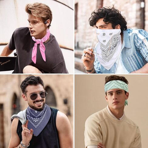 100% Cotton 27'' x 27'' Large Bandanas for Men & Women, Multi-Purpose Bandana Headbands, Square Head Scarf, Neutral Color in Saudi Arabia
