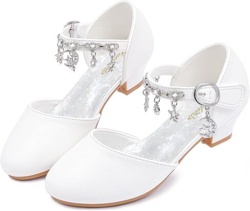 Furdeour Girls Dress Shoes Princess Crystal High Heels Closed Toe Party Wedding Flower Girls Shoes Toddler Little Big Kid in Saudi Arabia