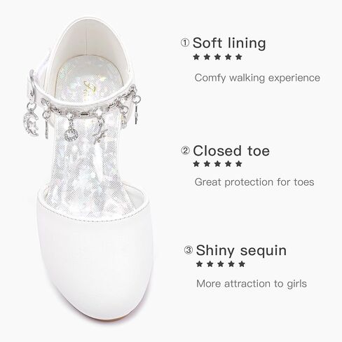 Furdeour Girls Dress Shoes Princess Crystal High Heels Closed Toe Party Wedding Flower Girls Shoes Toddler Little Big Kid in Saudi Arabia
