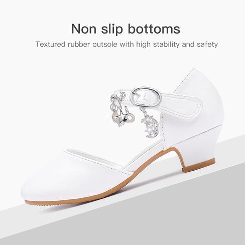 Furdeour Girls Dress Shoes Princess Crystal High Heels Closed Toe Party Wedding Flower Girls Shoes Toddler Little Big Kid in Saudi Arabia
