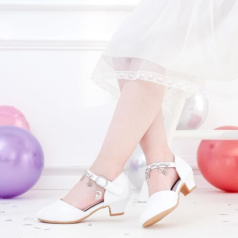 Furdeour Girls Dress Shoes Princess Crystal High Heels Closed Toe Party Wedding Flower Girls Shoes Toddler Little Big Kid in Saudi Arabia