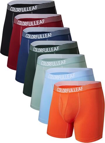 COLORFULLEAF Men's Underwear Boxer Briefs Rayon Made From Bamboo Underwear for Men Suport Pouch With Open Fly in Kuwait