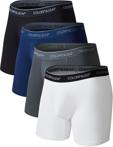COLORFULLEAF Men's Underwear Boxer Briefs Rayon Made From Bamboo Underwear for Men Suport Pouch With Open Fly in Kuwait