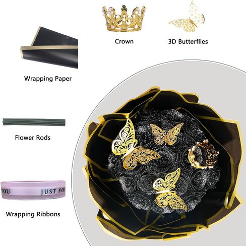 DIY Glitter Roses: باقة الاصطناعية من باقة الزهور المزيفة اللامعة ، مثالية لهدية يوم الأم ، الذكرى السنوية ， حفلات الزفاف - 25 الورد (الوردي) in Saudi Arabia