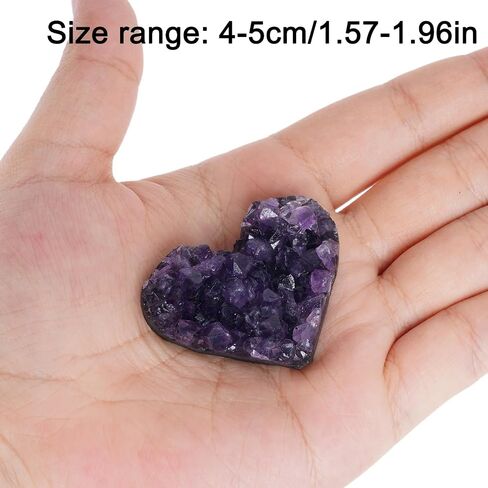 Marrywindix Amethyst Haling Crystal Natural Amethyst Heart Love Rock Raw Stone Purple Natural Rock Protection Crystals Cluster Palm Worry Stone Chakra Reiki Balancing Room Decor (Purple) (Purple) in Saudi Arabia