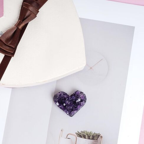 Marrywindix Amethyst Haling Crystal Natural Amethyst Heart Love Rock Raw Stone Purple Natural Rock Protection Crystals Cluster Palm Worry Stone Chakra Reiki Balancing Room Decor (Purple) (Purple) in Saudi Arabia