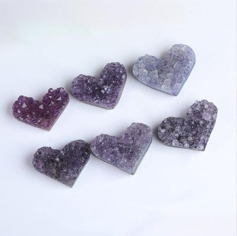 Marrywindix Amethyst Haling Crystal Natural Amethyst Heart Love Rock Raw Stone Purple Natural Rock Protection Crystals Cluster Palm Worry Stone Chakra Reiki Balancing Room Decor (Purple) (Purple) in Saudi Arabia