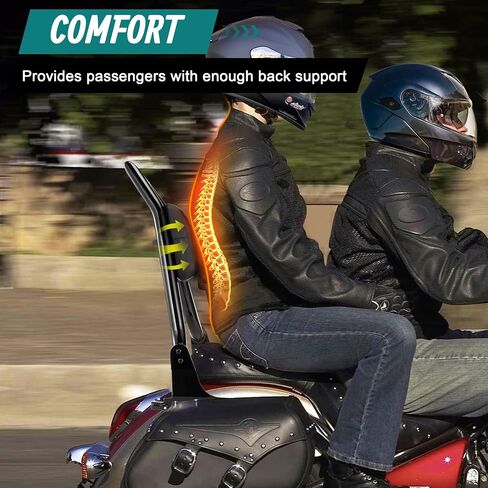 MoKitDora Sissy Bar 26" Passenger Meathook Backrest for Harley 2018-UP Softail Low Rider Sport Glide FLSB FXLR FXLRS FXLRST FXRST, Black in Saudi Arabia