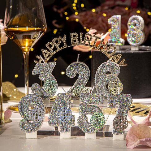 Birthday Candles, Number 6 Candle for Birthday Cake, Birthday Candles with Holographic Colored Disco Ball, 3.15" Large 6 Birthday Candle for Disco Themed Party Decoration in Saudi Arabia