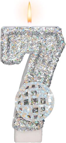 Birthday Candles, Number 6 Candle for Birthday Cake, Birthday Candles with Holographic Colored Disco Ball, 3.15" Large 6 Birthday Candle for Disco Themed Party Decoration in Saudi Arabia