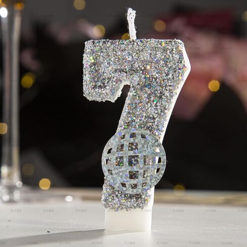 Birthday Candles, Number 6 Candle for Birthday Cake, Birthday Candles with Holographic Colored Disco Ball, 3.15" Large 6 Birthday Candle for Disco Themed Party Decoration in Saudi Arabia