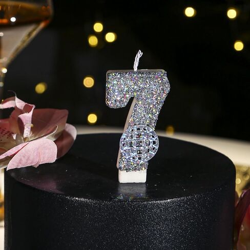 Birthday Candles, Number 6 Candle for Birthday Cake, Birthday Candles with Holographic Colored Disco Ball, 3.15" Large 6 Birthday Candle for Disco Themed Party Decoration in Saudi Arabia