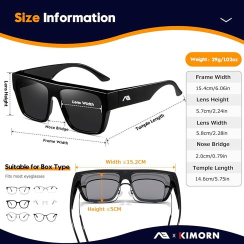 kimorn Fit Over Glasses Sunglasses for Women Men Trendy Square Shades Sun glasses Polarized UV400 Protection in Kuwait