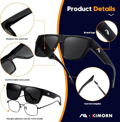 kimorn Fit Over Glasses Sunglasses for Women Men Trendy Square Shades Sun glasses Polarized UV400 Protection in Kuwait