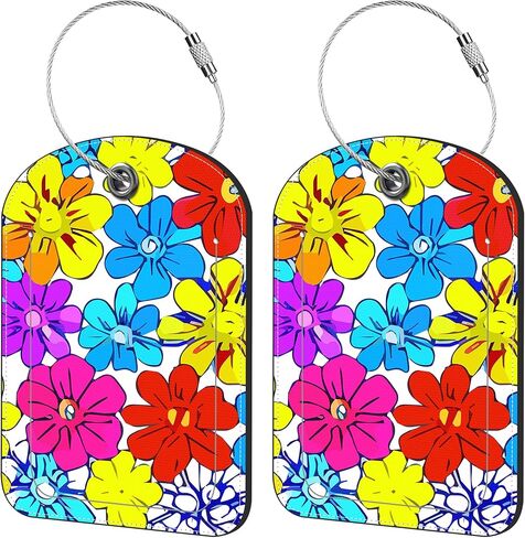 2 Pack Cute Luggage Tag for Suitcases Colorful Butterfly Leather Luggage Tags with Stainless Steel Loop Privacy Flap Name Tags,Men and Women Travel Bag Suitcase Tags in Kuwait