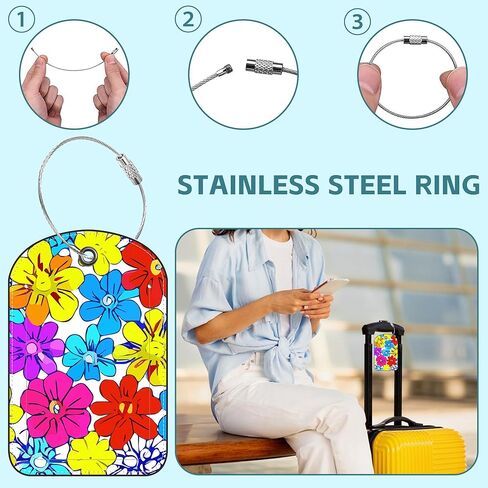 2 Pack Cute Luggage Tag for Suitcases Colorful Butterfly Leather Luggage Tags with Stainless Steel Loop Privacy Flap Name Tags,Men and Women Travel Bag Suitcase Tags in Kuwait