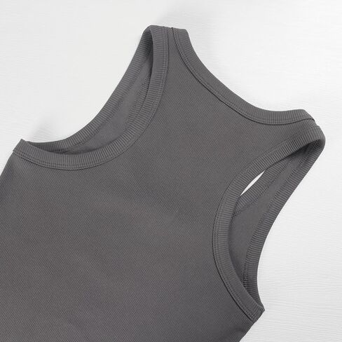 GEMBERA Womens Scoop Neck Sleeveless Racerback Ribbed Knit Slim Fitted Basic Tank Top Shirt in Saudi Arabia