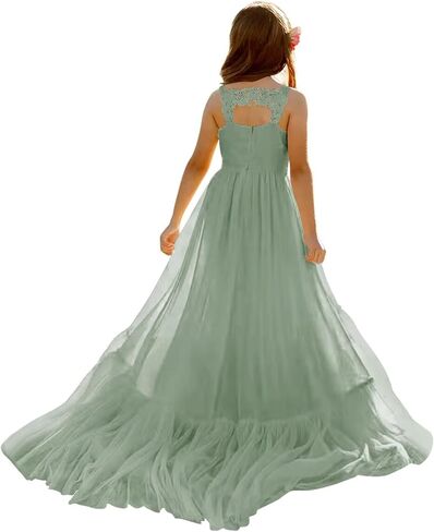 MCieloLuna Boho Flower Girl Dress for Wedding 2025 Floor Length Elegant Lace Applique First Communion Dresses in Kuwait