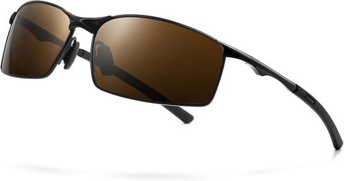 SUNGAIT Ultra-Lightweight Polarized Sunglasses Men for Driving Fishing Golf, Rectangular Metal Frame with Spring Hinge in Kuwait