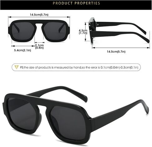 Retro 70s Square Aviator Sunglasses for Women Men Trendy Style Flat Frame Vintage Square Shades in Saudi Arabia