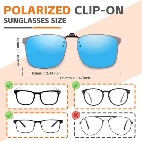 JO Polarized Clip-On Sunglasses UV400 Anti-Glare Lenses Laser Edge Design Unisex in Saudi Arabia