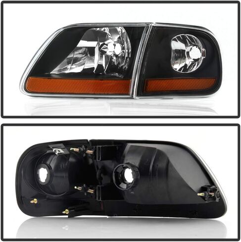 ACANII - For 1997-2003 Ford F150 Black Housing [Harley Davidson Style] Headlights w/Corner Lights Assembly Left+Right in Saudi Arabia