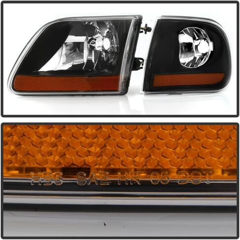 ACANII - For 1997-2003 Ford F150 Black Housing [Harley Davidson Style] Headlights w/Corner Lights Assembly Left+Right in Saudi Arabia