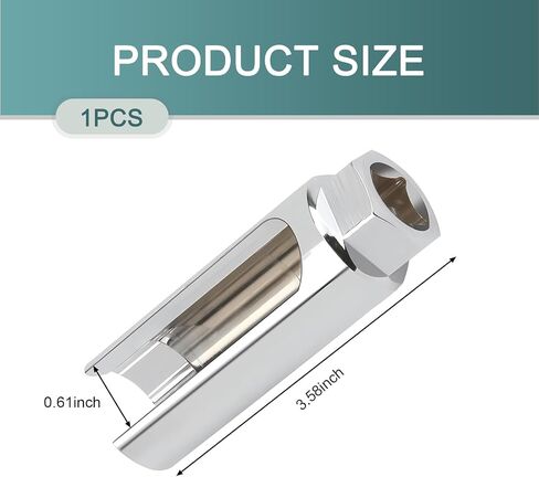 1 PC Automotive Japanese Oxygen Sensor Socket Wrench, 91.3 mm I-type Wide Mouth Hexagonal Nut Slotted Side Drive Oxygen Sensor Disassembly Tool Accessories, Suitable for Most Cars (Silver) in Saudi Arabia