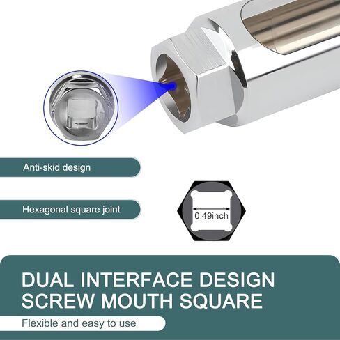 1 PC Automotive Japanese Oxygen Sensor Socket Wrench, 91.3 mm I-type Wide Mouth Hexagonal Nut Slotted Side Drive Oxygen Sensor Disassembly Tool Accessories, Suitable for Most Cars (Silver) in Saudi Arabia