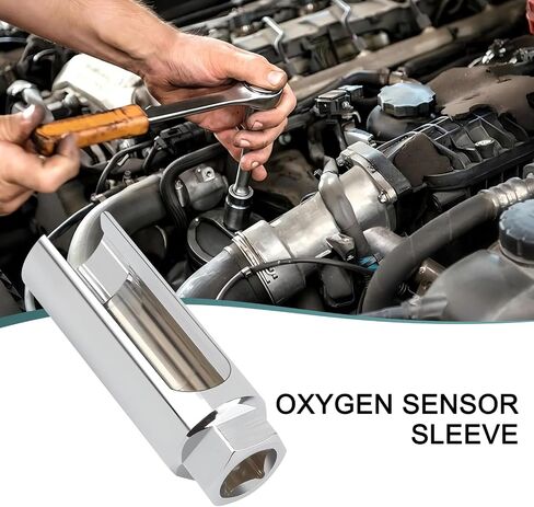 1 PC Automotive Japanese Oxygen Sensor Socket Wrench, 91.3 mm I-type Wide Mouth Hexagonal Nut Slotted Side Drive Oxygen Sensor Disassembly Tool Accessories, Suitable for Most Cars (Silver) in Saudi Arabia