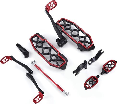For Harley Touring Floorboards MX Footboards with Gear Brake arm Shifter Levers 2014-2024 (Black+Red) in Saudi Arabia