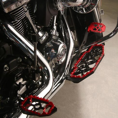For Harley Touring Floorboards MX Footboards with Gear Brake arm Shifter Levers 2014-2024 (Black+Red) in Saudi Arabia