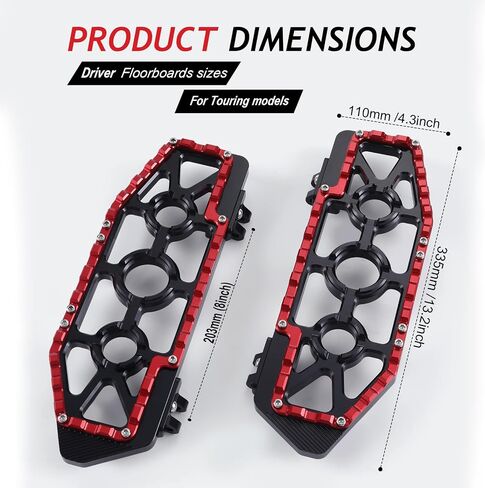 For Harley Touring Floorboards MX Footboards with Gear Brake arm Shifter Levers 2014-2024 (Black+Red) in Saudi Arabia