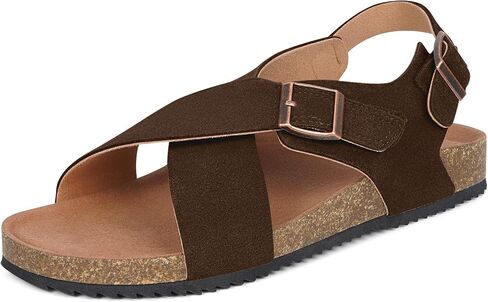 Intini Women's Cork Footbed Sandals with Arch Support Suede Leather Flat Slides Sandals Comfort Open Toe Slip On Shoes for Outdoor Summer Adjustable Buckle & Crisscross Band in Saudi Arabia