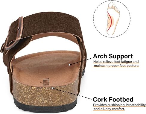 Intini Women's Cork Footbed Sandals with Arch Support Suede Leather Flat Slides Sandals Comfort Open Toe Slip On Shoes for Outdoor Summer Adjustable Buckle & Crisscross Band in Saudi Arabia