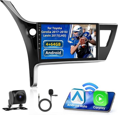 8 Core 2+64G Inefala for Toyota Corolla 2017-2018/Levin 2017(LHD) Android 13 Car Radio Stereo with Wireless Carplay Android Auto, 10.1" HD with GPS WiFi BT5.0 59UI EQ DSP Canbus Backup Camera MIC in Saudi Arabia