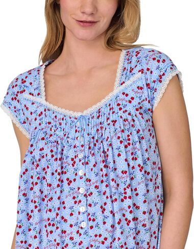 Women's 100% Cotton Sleeveless Nightgown, Jersey Knit, Ruffle Hem, Pintuck Neckline, Button-Front in Saudi Arabia