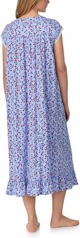 Women's 100% Cotton Sleeveless Nightgown, Jersey Knit, Ruffle Hem, Pintuck Neckline, Button-Front in Saudi Arabia