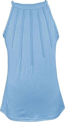 Vivitulip Girl’s Sleeveless Tank Top Cute Pleated Halter Neck Summer Cami Shirt in Saudi Arabia