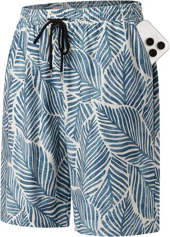 Hardaddy Men's Hawaiian Beach Shorts Lightweight Elastic Waist Lounge Pants for Travel & Sleep in Kuwait